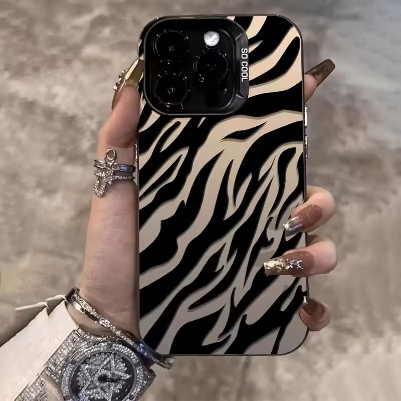 Apple Iphone 15 - เคสกันกระแทก IMD ลายม้าลายสีดำ สำหรับ iPhone 18